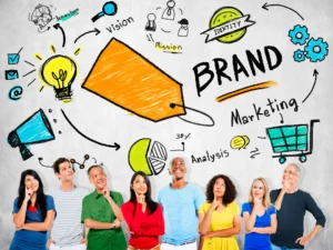 diverse people thinking planning marketing brand concept